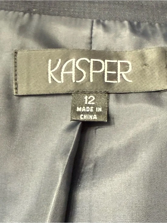 Kasper Women's Long Sleeve Classic Structured Single Breasted Blazer, Navy Blue - Picture 2 of 8